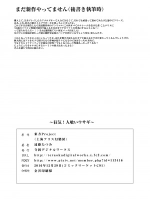 (C91) [寺岡デジタルワークス (遠藤辰己)] 狂気!人喰いウサギ (東方Project)[中国翻译]_22