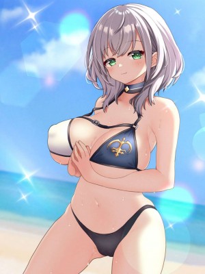 [白銀ノエル ビキニ]ノエルがビーチで野外SEXをするフルカラーCG集!!乳首を吸われたり馬乗り騎乗位になって杭打ちピストンで精子を搾り取る!!_all (11)_page-0019