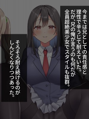 [ラミノネイリス] 俺のことが大好きすぎるJK・JCの妹3人が毎日エロ衣装でお兄ちゃんの赤ちゃんが欲しいと種付けを迫ってくる件_011