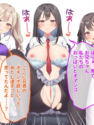 [ラミノネイリス] 俺のことが大好きすぎるJK・JCの妹3人が毎日エロ衣装でお兄ちゃんの赤ちゃんが欲しいと種付けを迫ってくる件_022