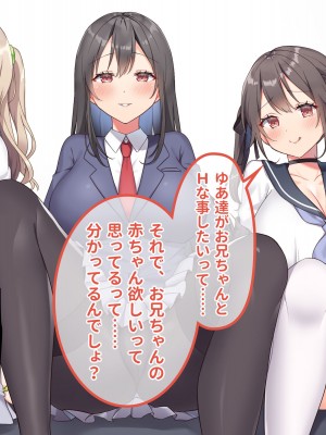 [ラミノネイリス] 俺のことが大好きすぎるJK・JCの妹3人が毎日エロ衣装でお兄ちゃんの赤ちゃんが欲しいと種付けを迫ってくる件_020