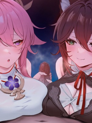 [あよ]狐のお姉さんに耳元で囁かれながら手コキされたい(原神) (崩壊：スターレイル) [白杨汉化组]_09