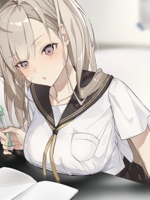 [おこめつぶ] 勉強中の彼女の乳首いじってその気にさせる_124