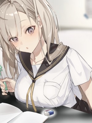 [おこめつぶ] 勉強中の彼女の乳首いじってその気にさせる_125