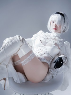 半半子 – Automataヨルハ二号B型 白いドレス_17