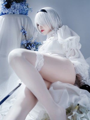 半半子 – Automataヨルハ二号B型 白いドレス_43