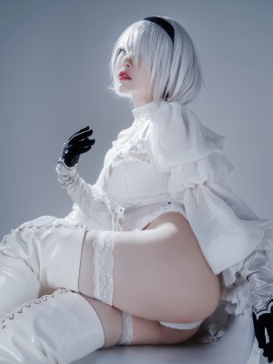 半半子 – Automataヨルハ二号B型 白いドレス_12