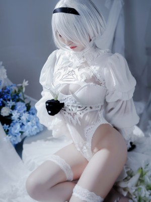 半半子 – Automataヨルハ二号B型 白いドレス_39