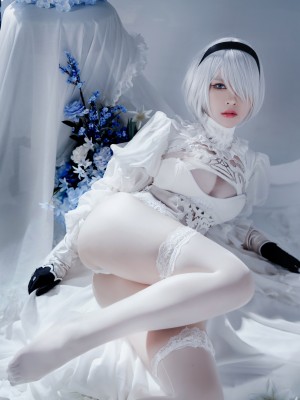 半半子 – Automataヨルハ二号B型 白いドレス_15