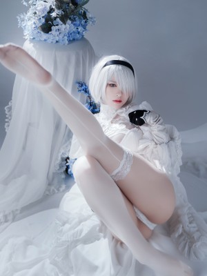 半半子 – Automataヨルハ二号B型 白いドレス_49