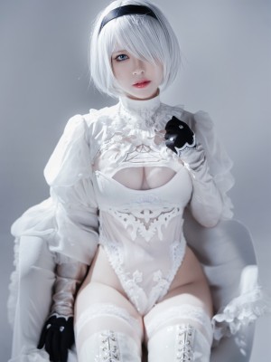 半半子 – Automataヨルハ二号B型 白いドレス_09