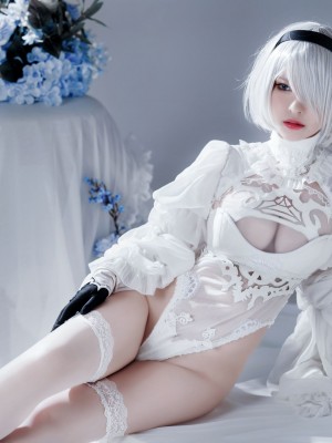 半半子 – Automataヨルハ二号B型 白いドレス_45