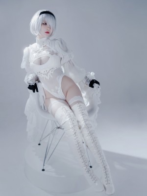 半半子 – Automataヨルハ二号B型 白いドレス_14