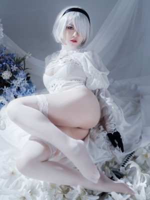 半半子 – Automataヨルハ二号B型 白いドレス_44