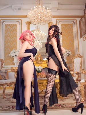 Mikomi Hokina & Yuzu Pyon – Yae Miko Dress & Beidou Dress_05