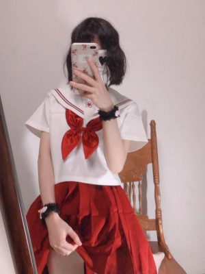 小结巴 - 红色JK制服白丝_003