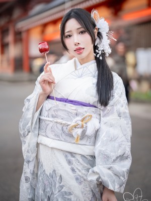 [Hane Ame／雨波] Original 2024 New year Silver Kimono_16