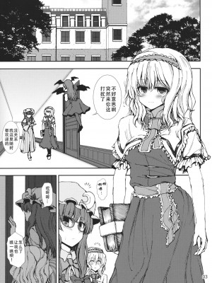 (C84) [アタりや教室 (目目蓮)] アリスとパチュリーの夜遊びタイム!! (東方Project)｜爱丽丝和帕秋莉的夜间游戏时间!! [甜族星人X茄某人个人汉化]_03