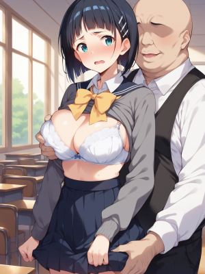 (同人CG集) [ぶるーと] 帰還者学園の巨乳コンビが催●おじさんに寝取られ孕まされる話 (ソードアート・オンライン)_141_By_zhonyk_029r