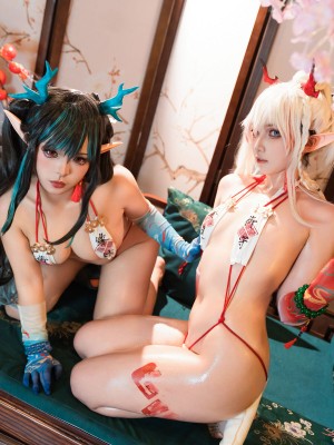 [阿呀被发现了Aya&小和甜酒] 年夕旗袍双人御守_090