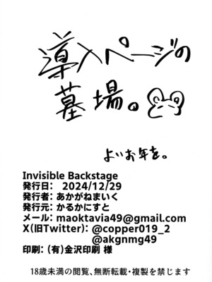 (C105) [かるかにすと (あかがねまいく)] Invisible Backstage (グランブルーファンタジー)_21