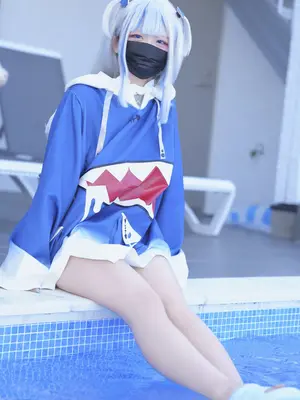 [甘噛みはむちゃん (はむ)]ぐらぐらキュート_ちびサメの水遊び_020