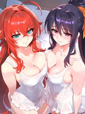 [Ecchi AI] Rias Gremory & Akeno Himejima X BBC Beach Trip (AI Generated)_094_1_3