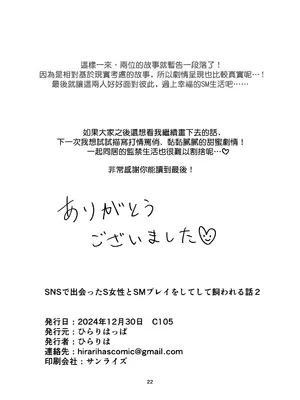 [ひらりは] SNSで出会ったS女性とSMプレイをして飼われる話2｜和SNS上認識的女S玩SM調教後被圈養的故事2 [Asuzak_Tei 个人漢化] [DL版]_21