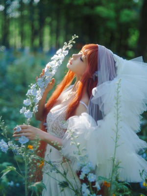 蠢沫沫 – 花丛婚纱_007