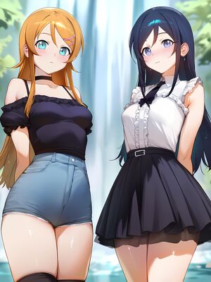 [Elizasrain] Ayase & Kirino (Oreimo) x BWC FFM - Waterfall Shooting (195p)