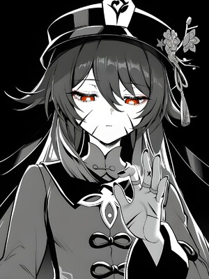 [Pixiv] 青德坊 - 炎蝶振夜，血梅绽霄，千灯灼幽引魂迢——胡桃（宿雪桃红 折梅留芳） (107479500) [Ai generated]_008_Hu_Tao_8