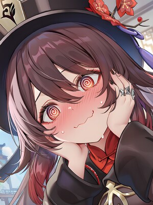 [Pixiv] 青德坊 - 炎蝶振夜，血梅绽霄，千灯灼幽引魂迢——胡桃（宿雪桃红 折梅留芳） (107479500) [Ai generated]_023_Hu_Tao_23