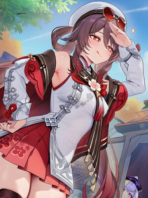 [Pixiv] 青德坊 - 炎蝶振夜，血梅绽霄，千灯灼幽引魂迢——胡桃（宿雪桃红 折梅留芳） (107479500) [Ai generated]_034_Hu_Tao_34