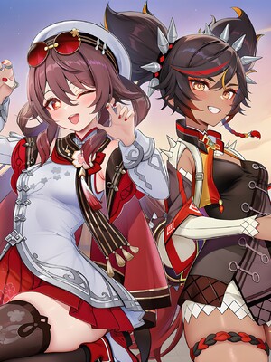 [Pixiv] 青德坊 - 炎蝶振夜，血梅绽霄，千灯灼幽引魂迢——胡桃（宿雪桃红 折梅留芳） (107479500) [Ai generated]_035_Hu_Tao_35