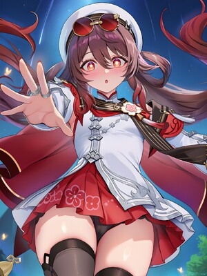 [Pixiv] 青德坊 - 炎蝶振夜，血梅绽霄，千灯灼幽引魂迢——胡桃（宿雪桃红 折梅留芳） (107479500) [Ai generated]_041_Hu_Tao_41