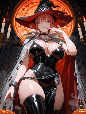 [LewdCreations] 玛奇玛 Makima Chainsaw Man [130] (Patreon) [AI Generated]_003_Makima_Witch_Halloween_Costume_3