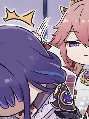 [Pixiv] 青德坊 - 紫电映幽笼，狐诱樱庭月隐踪，空蝉破云穹——雷电将军&nbsp;&nbsp; 八重神子 (107479500) [Ai generated] [Uncensored]_007_Raiden_Yae_7