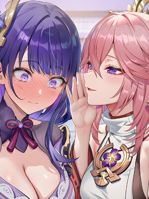 [Pixiv] 青德坊 - 紫电映幽笼，狐诱樱庭月隐踪，空蝉破云穹——雷电将军&nbsp;&nbsp; 八重神子 (107479500) [Ai generated] [Uncensored]_009_Raiden_Yae_9