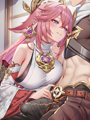 [Pixiv] 青德坊 - 紫电映幽笼，狐诱樱庭月隐踪，空蝉破云穹——雷电将军&nbsp;&nbsp; 八重神子 (107479500) [Ai generated] [Uncensored]_020_Raiden_Yae_20