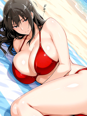 [ぶるん] 橘一家 ビーチで水着姿の親子 [AI生成]_0305