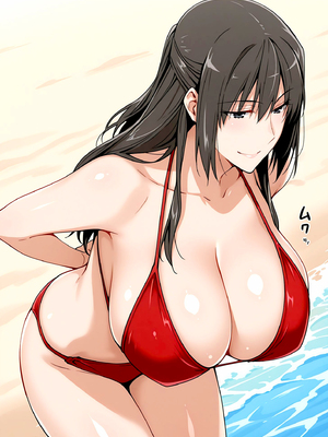 [ぶるん] 橘一家 ビーチで水着姿の親子 [AI生成]_0313