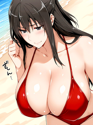 [ぶるん] 橘一家 ビーチで水着姿の親子 [AI生成]_0316