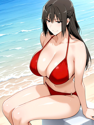 [ぶるん] 橘一家 ビーチで水着姿の親子 [AI生成]_0319