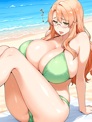 [ぶるん] 橘一家 ビーチで水着姿の親子 [AI生成]_0333