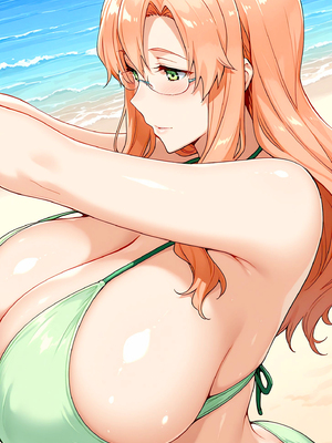 [ぶるん] 橘一家 ビーチで水着姿の親子 [AI生成]_0344