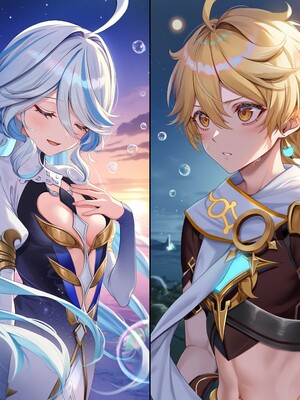 [Pixiv] 青德坊 - 浮沫蜃夢——フォカロルス フリーナ (107479500) [Ai generated]_145_Focalors_146