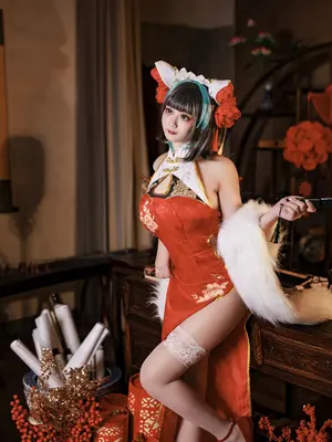 阿雪雪_yuki - 碧蓝航线 柴郡 新年旗袍_05_xboj
