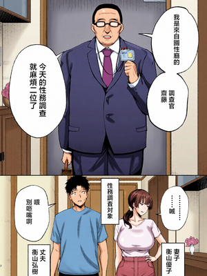 [全彩乱涂机上色][ゴールデンバズーカ (ガガーリン吉)] 性務調査は突然に。 〜愛する妻への生ハメ調査〜 [中国翻訳]_0003