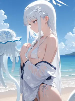 [餡掛けなめこ] - 御稜 ナグサ 水着[AI Generated]_012