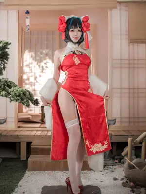 源纱希喵喵喵 - 碧蓝航线 柴郡 红色旗袍_0003